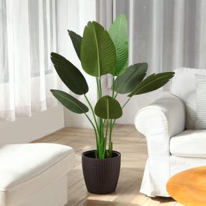 Künstliche Pflanze Künstlicher Paradiesvogel Baum 120cm Plastik Pflanze Palme im Topf Tropical Hawaii Grün Fake Plant für Schlafzimmer Wohnzimmer Garten Deco(1 Pack)