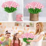 15 stuks kunsttulpen, kunsttulpen van latex, realistisch boeket van tulpen voor doe-het-zelf boeketten, bruiloft, woondecoratie (sakura)