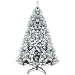 9FT beflockter künstlicher Weihnachtsbaum mit 1910 Zweigspitzen, einfache Montage, Stabiler Metallständer für Zuhause, Büro, Partydekoration, Keine Lichter (1200TF-MX)
