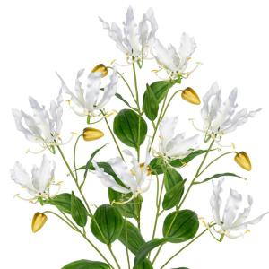 3 stuks kunstbloemen Gloriosa Lily kunstbloemen witte klimlelie, lengte 84 cm, kunsttakken lentebloemen kunstplant voor bloemstuk thuis, resto kantoordecoratie
