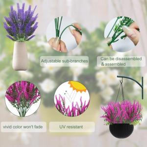 12 bundels kunstlavendel, kunstbloemen, UV-bestendige kunstbloemen, net echt, kunstbloemen, balkon, kunstbloemen, decoratie, binnen en buiten, boeket, kunstbloemen voor huis, tuin,