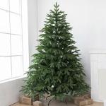 Vorbeleuchteter künstlicher Weihnachtsbaum mit Lichtern, Grüner Tannenbaum Christbaum mit Metallscharnieren,faltbarem Sockel und Baumkorb für Zuhause,Party,Büro,Bar,210CM/7FT