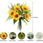 Kunstzonnebloemboeketten met stelen, premium oxidatiebestendige kunstbloemen, realistische zijden zonnebloemen voor thuis- en kantoordecoratie (blauw)