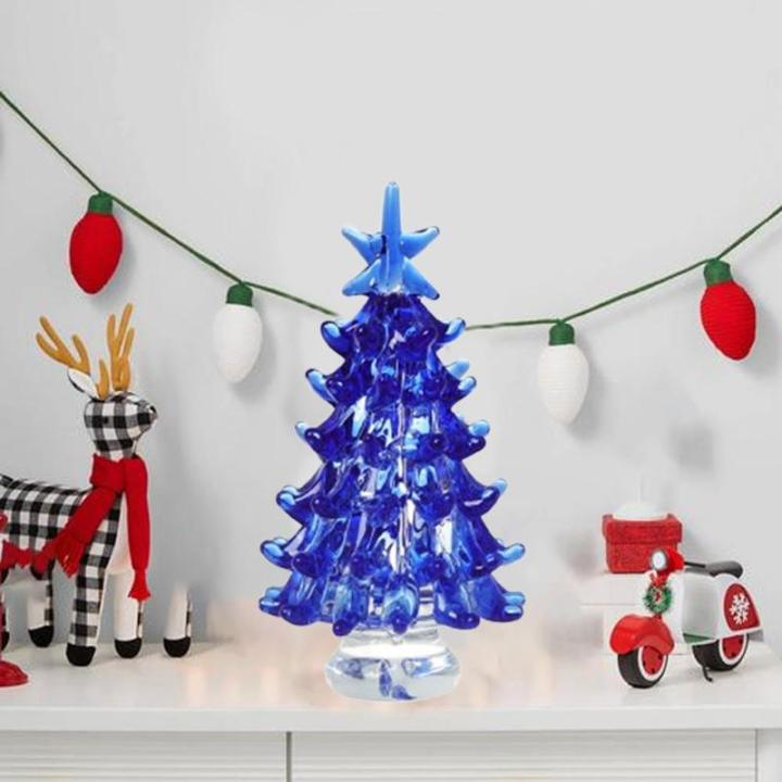 Glazen kerstversiering, tafelkerstboom, miniatuur kerstfiguur, verzamelaarskunst, glazen beeldje, tafelkerstboom, poppenhuis, miniatuur winterfiguren voor kerstdecoratie