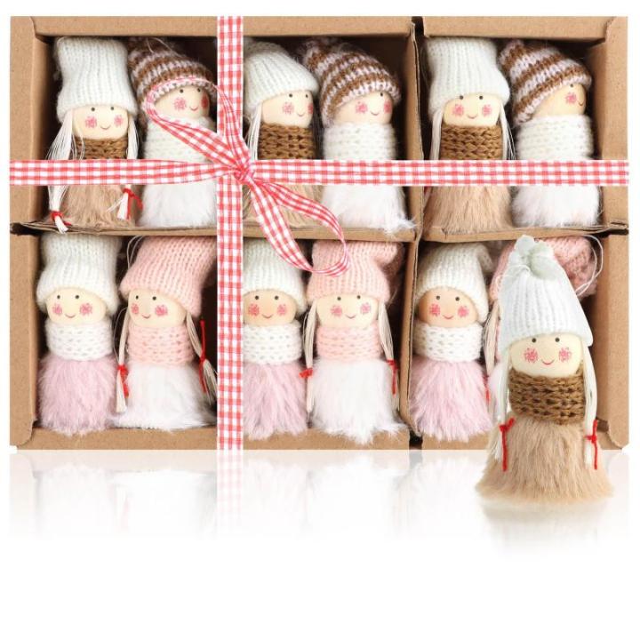 12x premium kerstboom engelen - kerstboomversieringen - sprookjesfiguur - Zweeds-Scandinavische decoratieve trollen