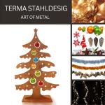 Edelrost decoratie kerstboom massieve bodemplaat handgemaakt kwaliteit Duitsland hoogte 74 cm kerstboom metaal roest dennenboom, kerstdecoratie roest-look, metalen kerstboom groot
