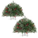 Weihnachts-Pflanzgefäß-Dekorationen, Weihnachts-Pflanzgefäß, Dekoration, Grün, künstliche Tannenbäume mit Stativpfahl, Weihnachts-Veranda-Dekor, Stil A Two
