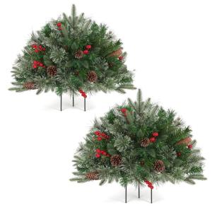 Weihnachts-Pflanzgefäß-Dekorationen, Weihnachts-Pflanzgefäß, Dekoration, Grün, künstliche Tannenbäume mit Stativpfahl, Weihnachts-Veranda-Dekor, Stil A Two