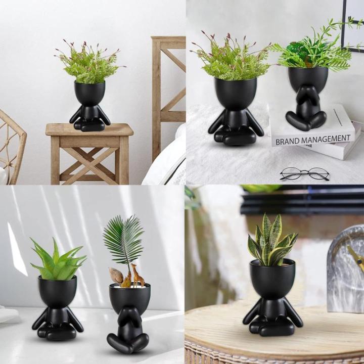 Niedliche Mini-Blumentöpfe aus Keramik, Blumentöpfe Sukkulenten, 2 Stück kreative kleine Figuren Mini-Blumentöpfe für den Innenbereich, kleine Blumentöpfe für Tisch, Terrass