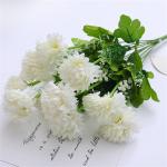 Kunstblumen Seide Pompon-Chrysantheme Künstliche Innen Weiß Seidenblumen Dekoration für Haus Geschenk