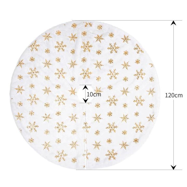 Kerstboomdeken, 120 cm, kerstboomdeken, wit, voor sneeuw, kerstboomdecoratie, dennenboomdeken met sneeuwvlokken, pailletten, tapijt, rond, voor vrolijk kerstfeest, deken, rok, deco