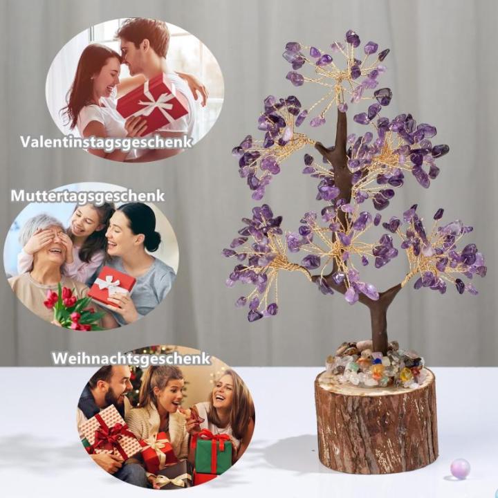 Amethist steen boom edelstenen kristallen paars decoratieve steen grote levensboom geldboom kristal geluksbrenger boom spirituele geschenken veel geluk