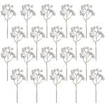 20 Pack 18cm Künstliche Silber Beeren für Weihnachtsbaum Deko Stechpalmenbeeren Zweige Dekorationen für Weihnachten Zuhause Holly Beeren für Handwerk Winter Urlaub Hochzeit Dek