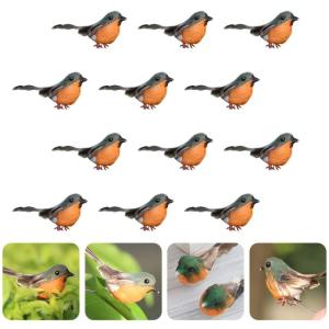 A1-12 stuks Robijn Kunstmatige roodborstjesvogel om vast te klemmen, rode kardinaal, kerstboomdecoratie, vogelknutselsets voor boom, huis, tuin, feestdecoraties buiten
