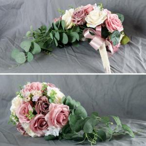 Künstliche Rosenblumen, romantischer Blumenstrauß für Hochzeiten, Brautsträuße, Brautjungfernstrauß, Valentinstag, Beichte, Party, Kirchendekoration