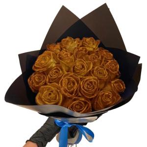 Glitter-rozenboeket, kunstrozenboeket, doe-het-zelf boeket, glanzend, kunstrozenboeket, liefdescadeau, rozengrans, doe-het-zelf boeket cadeaus voor Valentijnsdag (goud, 10 stuks)