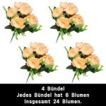Kunst Blumen 24 Bündel Künstliche Blume Pfingstrose Gefälschte Pfingstrosen Blumensträuße für Hochzeit Zuhause Tischparty Fensterdekoration 0809