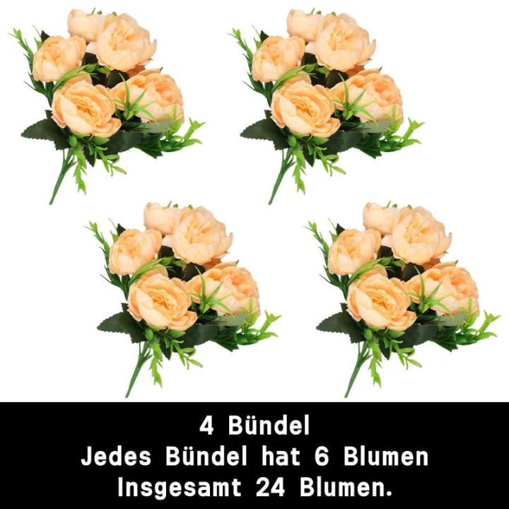 Kunst Blumen 24 Bündel Künstliche Blume Pfingstrose Gefälschte Pfingstrosen Blumensträuße für Hochzeit Zuhause Tischparty Fensterdekoration 0809