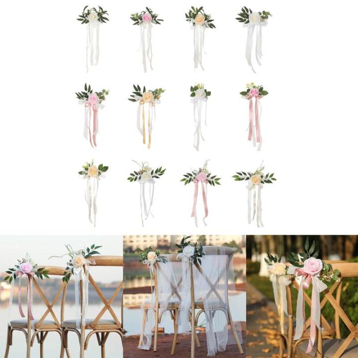 Künstliche Stuhllehne, Blumenarrangement, mehrfarbig, für den Außenbereich, Hochzeit, Stuhl, Dekoration, Hochzeitsdekoration