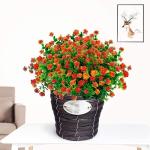 Kunstbloemen voor buiten, uv-bestendig, , bloemen in grote hoeveelheden voor het ophangen van plantenbakken, buiten, veranda, vaas, thuis, raamdecoratie, 6 bundels, oranje