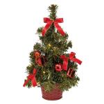 8582154 Decoratieve dennenboom met 10 leds, warm wit, met 6 uur timerfunctie, werkt op batterijen, voor Kerstmis, advent, als sfeerlicht, kerstboom, ca. 35 cm.