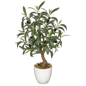 Kunstplant, decoratie, olijfboom, 45 cm, plastic plant in pot, kleine lijkt op echt, kamerplanten kunstmatig met olijftakken en vruchten voor woondecoratie, woonkamer, kantoor