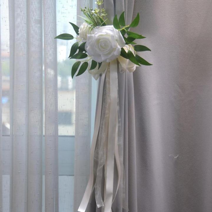 6 Stück Hochzeitszeremonie Ornamente Raffinierte Stuhlverzierungen Mit Künstlichen Blumen Kirchenbänken Blumen
