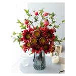 Kunstblumen Lebendige rote Granatapfel-Kunstblumen – Glas, Schaumstoff und Seide, Elegante Dekoration für Esstische, Wohnzimmer, Hochzeiten für jeden Anlass