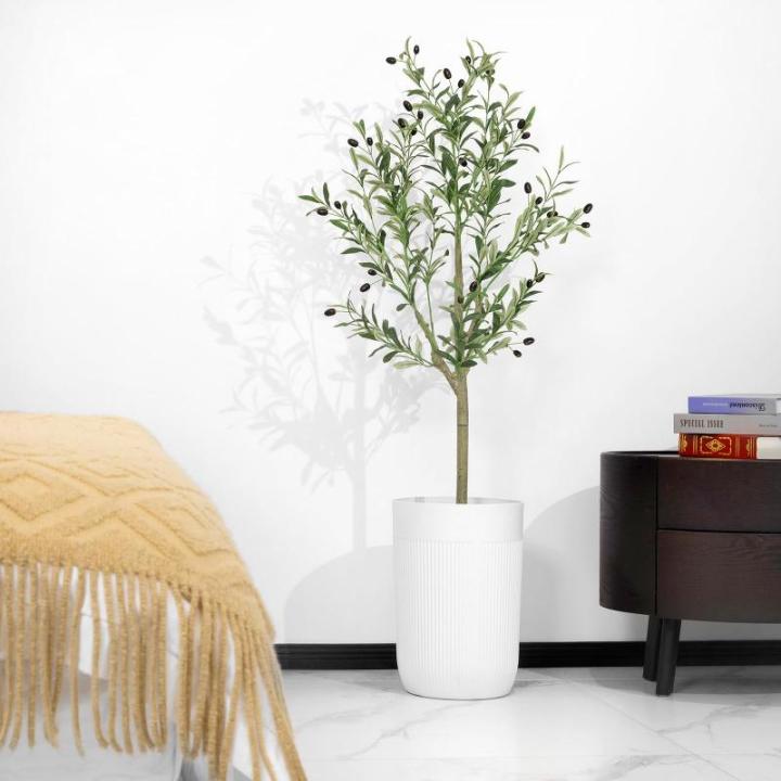 Kunstolijfboom, 120 cm, grote olijfboomplant, nep plastic planten in pot, kunstboom voor woonkamer, slaapkamer, kantoor, decoratie, tuin