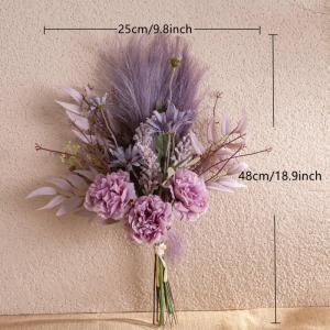 Kunstblumen Künstliche Pflanzen Blumen Deko Seidenblumen Pfingstrose Blumenarrangements Kernstück Hochzeit Blumenstrauß(lila)