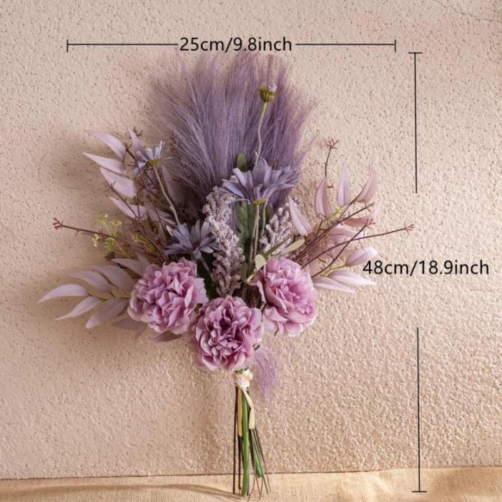 Kunstblumen Künstliche Pflanzen Blumen Deko Seidenblumen Pfingstrose Blumenarrangements Kernstück Hochzeit Blumenstrauß(lila)