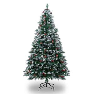 Kerstboom, 180 cm, kunstkerstbomen met 50 dennenappels, 1000 takpunten, groen, witte kerstboom, decoratieve boom, pvc-dennenboom kerstboom, incl. kerstboomstandaard