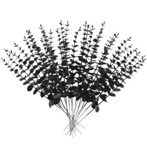 20 stuks kunstmatige eucalyptus takken, 38 cm, nep eucalyptus plant, bloemendecoratie, , droogbloemen, decoratie voor bruiloft, feest, thuis, tuin, tafel, bloemen, vazen - zwart