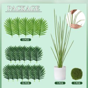 Kunstpalmbladeren, plant in pot, kunstmatige tropische monstera, groene bladeren, Hawaiiaanse Monstera-plant, 18 takken, 71 cm, splitphilo-plant, grote groene plant