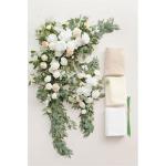 Künstliche Hochzeitsbogenblumen (5er-Pack) mit 2 Blumengirlanden und 3 durchscheinenden Gaze-Drapierstoffen für Hochzeitsfeier, Kaminsims, Tischläufer, Heimdekoration, 7