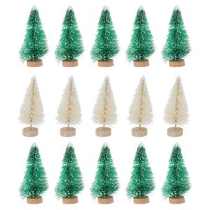 18 STK Christbaumschmuck Weihnachtsschmuck Mini-bäume Zum Dekorieren Desktop-kiefern Minibäume Zum Basteln Entzückender Weihnachtsbaum Mini-zeder Mini-sisalbäume Green Plastik