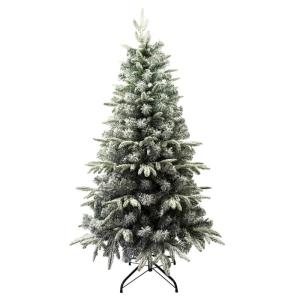 Kunstkerstboom voor montage extra dennenboom gevuld met dubbele gecombineerde bladeren 150-210cm Abies C/metalen standaard (Besneeuwde Kudde, 150cm 481Tips)