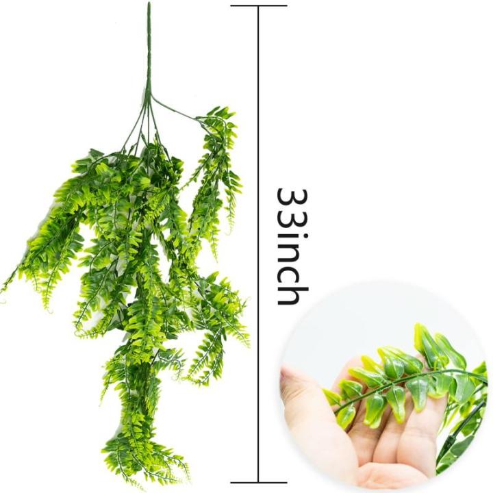 met varen, voor binnen en buiten, hangend, groene woondecoratie, kunstwijnstok, voor woonkamer en tuin, slaapkamer, boerderij, 2 stuks