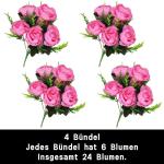 Fake Blumen 24 Bündel Pfingstrose Künstliche Blumen Rosa Blumensträuße für Hochzeit Partei Tischaufsätze Blumenarrangement Heim Küche Dekor 0804