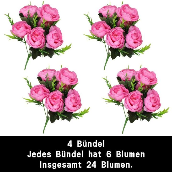 Fake Blumen 24 Bündel Pfingstrose Künstliche Blumen Rosa Blumensträuße für Hochzeit Partei Tischaufsätze Blumenarrangement Heim Küche Dekor 0804