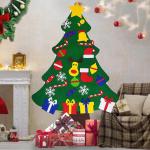 Vilten Kerstboomset, doe-het-zelf vilten kerstboomset, vouw, vilt, kerstboom, decoratie, doe-het-zelf vilten decoratie, kerstboom voor kinderen, met afneembare hangende ornamenten 