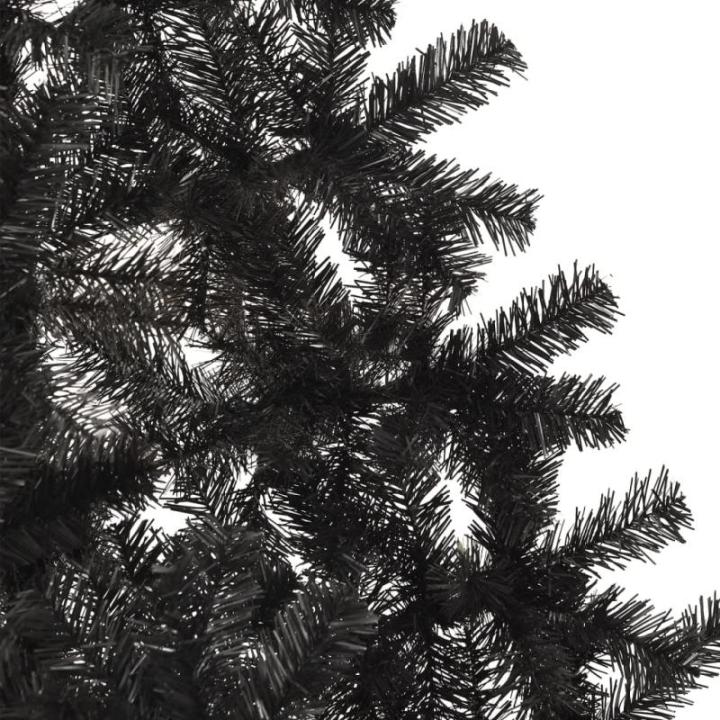Schwarzer künstlicher halber Weihnachtsbaum, Tannenbaum mit Metallständer, Weihnachtsdekoration fürs Zimmer (240 cm)