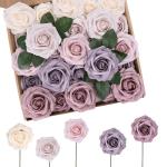 50 stuks rozen, decoratieve bloemen, kunstrozen met stelen, kunstbloemen als echt voor doe-het-zelf bruiloftsfeest, Valentijnsdag, Moederdag, babyshower, woondecoratie, kleurverloo
