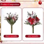 Künstlicher Weihnachtsstrauß, 30,5 cm, rot, mattiert, Weihnachtssterne für Zuhause, Büro, Tischplatte, Innenbereich, Winterferien, Weihnachtsdekorationen