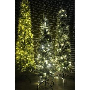 Weihnachtsbäume Künstlicher Kiefernbaum, schneebeflockter, bleistiftdünner Fichtenbaum mit Scharnier, schneebedeckter Weihnachtsbaum mit LED-Licht, umweltfreundlicher Volltannen