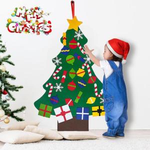 Vilten Kerstboomset, doe-het-zelf vilten kerstboomset, vouw, vilt, kerstboom, decoratie, doe-het-zelf vilten decoratie, kerstboom voor kinderen, met afneembare hangende ornamenten 