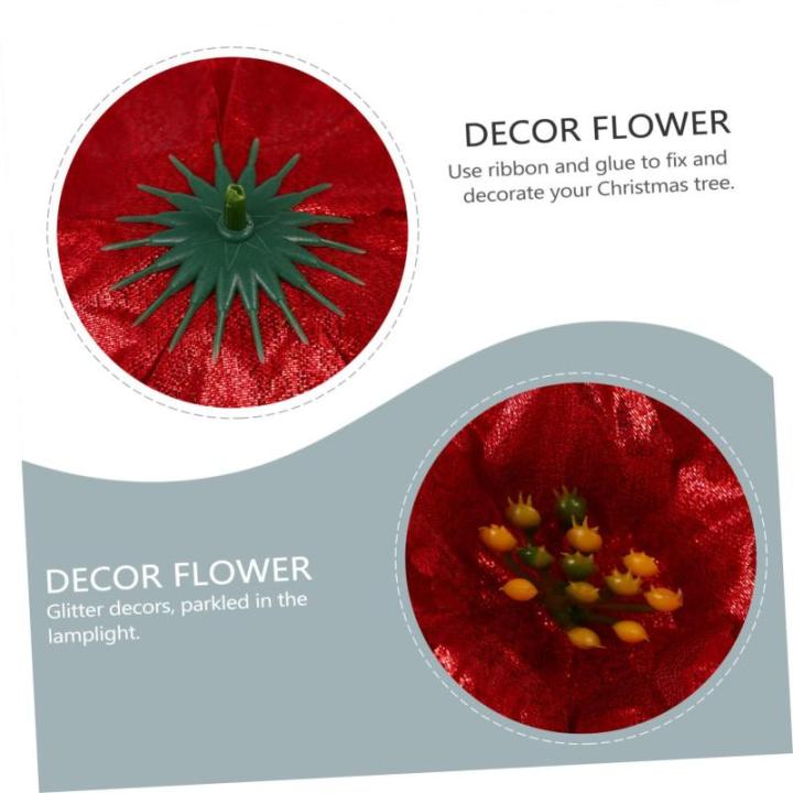 14 STK Künstliche Blumen Strauß Kleine Weihnachtsdeko Christbaumschmuck Weihnachtsstern Gefälschter Weihnachtsstern Blumengirlande Mini-weihnachtsschmuck Mini-Kranz Gold Sport R