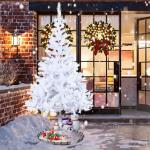 Kunstkerstboom, 180 cm, wit, pvc, kerstdecoratie, snel opgebouwd, klapsysteem, moeilijk ontvlambaar, voor thuis, kantoor, winkel, incl. metalen standaard
