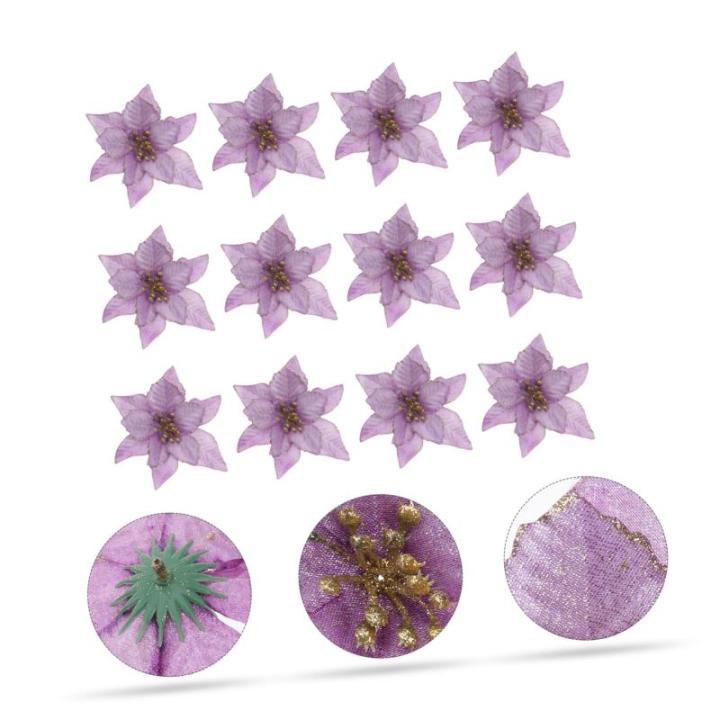 12St Doppelschicht kleine Weihnachtsblume künstliche weihnachtsblumen Blumendekor Weihnachten weihnachtsdeko künstliche blüten Weihnachtsbaumschmuck Party-Requisite Plastik Viol