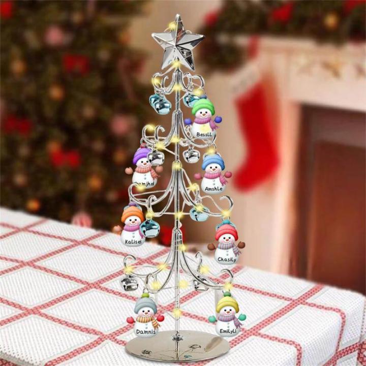 Gepersonaliseerde Sneeuwpop Familie Boom Kristal Boom met Naam Metalen Kerstboom Xmas Kristal Boom Verjaardag Kerst Decoratie Geschenken Stijl 4-1